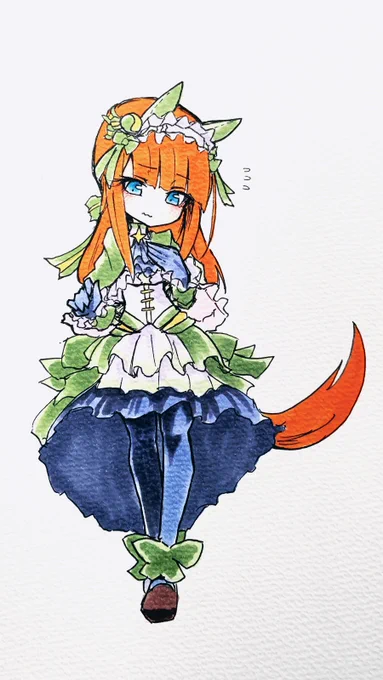 フリフリ衣装を着せられたスズカさんが見たい…!ので、概略図を描きました。他の人が描いた、いい感じのフリフリスズカさん絵を知っていたら、そっと教えて貰えると喜びます。#ウマ娘 