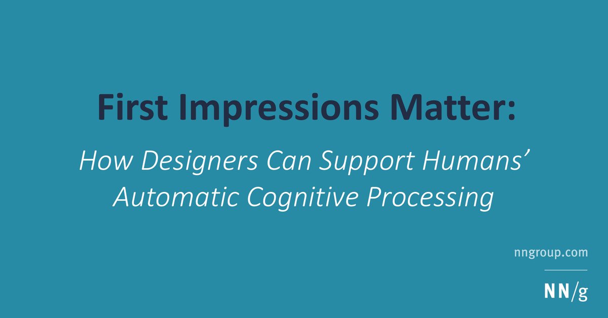 First Impressions Matter: How Designers Can Support Automatic Cognitive Processing

The first visceral reaction to a site’s design influences  how users perceive relevance, credibility, and even usability.

buff.ly/3EIpWro