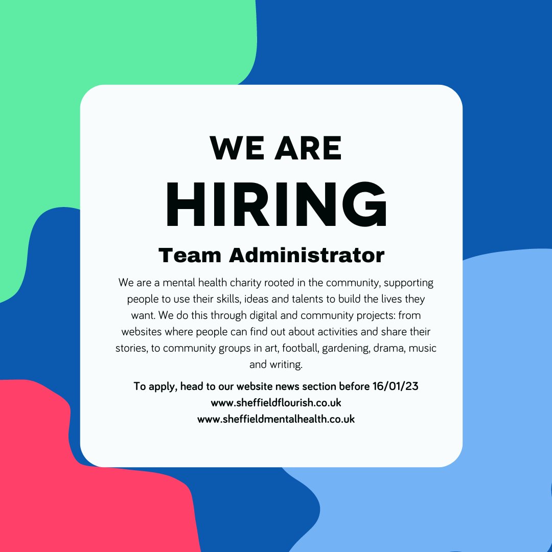 We are hiring! We have 2 positions here at Flourish/SMHG, please RT and help us spread the word.
sheffieldflourish.co.uk/news/were-recr…