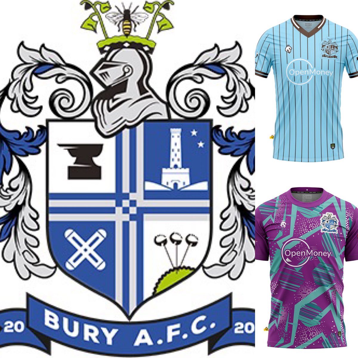 For the @OfficialBuryAFC fans travelling to @CongletonFC in the @nwcfl game on Saturday, we will be wearing Blue & Brown pinstriped shirts, Brown shorts with Brown & Blue hooped socks. Our Goalkeeper’s will be in the Purple & Teal kit. #BuryAFC #OnOurWay #ByTheFans #BuryAFC