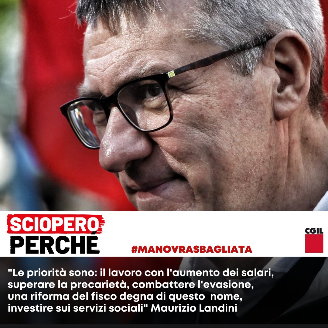 "Le priorità sono il lavoro con l'aumento dei salari, superare la precarietà, combattere l'evasione, una riforma del fisco degna di questo nome, investire sui servizi sociali" #MaurizioLandini oggi a Perugia per lo sciopero contro una #manovrasbagliata bit.ly/3FmiDYB