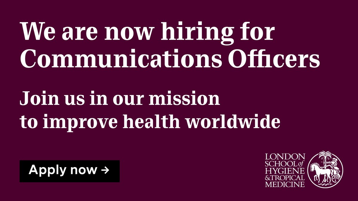 naomimstewart's tweet photo. We're hiring! Join our award-winning @LSHTM Communications &amp; Engagement department as a communications officer.

💷£36,438-£41,829
🌴30 days A/L (+6 wellbeing days)
🌐London hybrid working ( 8 days/month on site)
🕔Deadline Jan 8, 2023
❔'s Drop me a DM!

https://t.co/CP6LdcDwOI https://t.co/VoCQtd4gNp