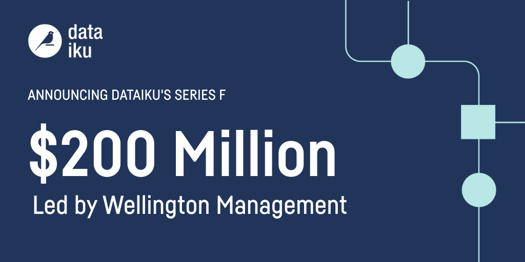 dataiku's tweet photo. We’re pleased to announce Dataiku’s $200M Series F, led by Wellington Management. From our $3.7B valuation to our 1,000+ amazing Dataikers, we have a lot to be grateful for this year— but especially our strong momentum to make #EverydayAI a reality. 🚀 https://t.co/wmEGT04Qnf https://t.co/X1weRUIIXH