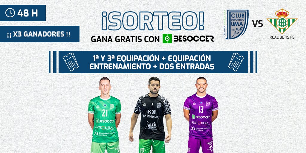 besoccer_ES's tweet photo. 🎁 SORTEO 🎁

Gana una equipación y 2 🎟️ para el siguiente partido del @UMAAntequera
 
Requisitos: 
1️⃣ Sigue a @besoccer_ES, @BeSoccerTeam y @UMAAntequera
2️⃣ RT
3️⃣ Menciona a 2 amigos y dinos tu talla

 ⏰ 48 h para participar

❗Habrá 3 ganadores... ¡Atento al siguiente tweet! https://t.co/2HEiSiLVqH