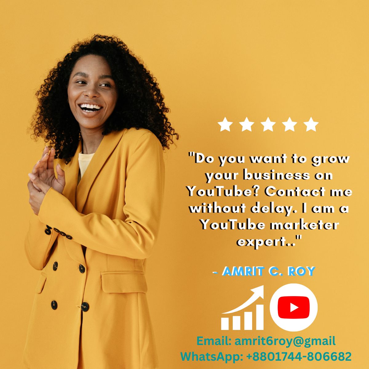 "Do you want to grow your business on YouTube? Contact me without delay. I am a YouTube Marketer Expert.."

Email: amrit6roy@gmail.com
WhatsApp: +8801744806682

#youtubechannel #videoseo #seorank #businessgrowth #amrit8878 #socialemediamarketing #videopromotion