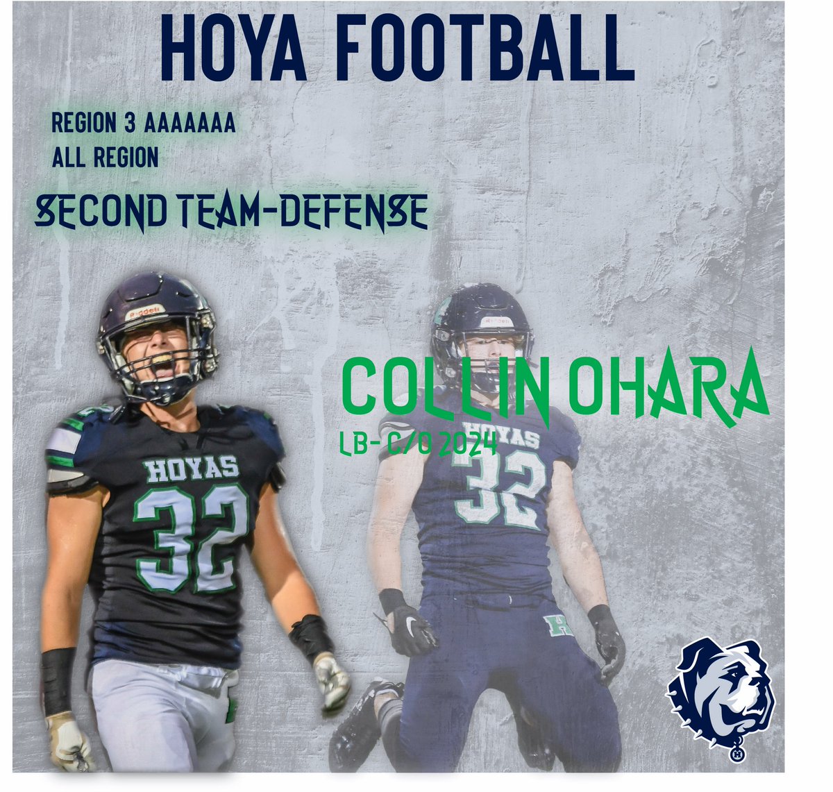hhshoyafootball's tweet photo. Shout to @collinohara1 for making 2nd Team All-Region #RockSolid and @LukemartinMedia for the graphic #Hoyas https://t.co/3vQBmXYv68