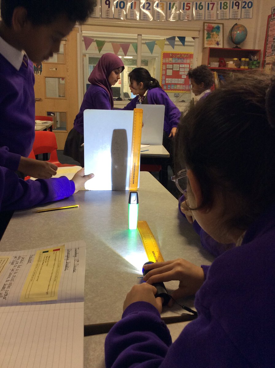 KingsleyLpool's tweet photo. How does the size of shadows change as an opaque object moves away from the light source? #Kingsleyyear3 developed their own investigation this afternoon! #kingsleyscience #class3c #class3b #class3mπ‘ https://t.co/WM5UXv2uWw