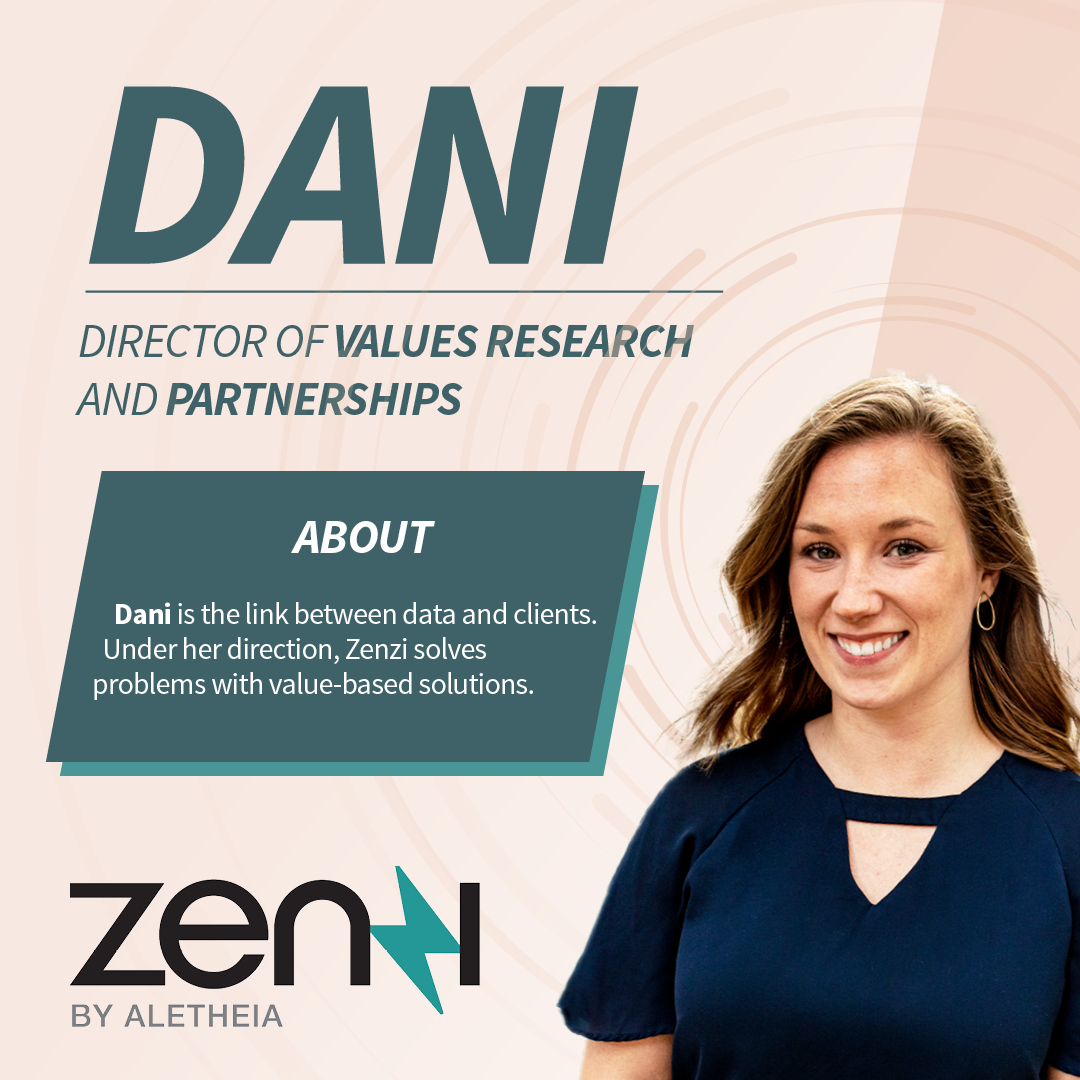 TheValuesAgency's tweet photo. This week we're introducing Dani. As the Director of Values Research and Partnerships, Dani helps bring context to client research results. Her background in strategic marketing is a valuable asset to the team. We're so happy to have her!

#Zenzi #values #MeetTheTeam https://t.co/r1y7AJVzSG