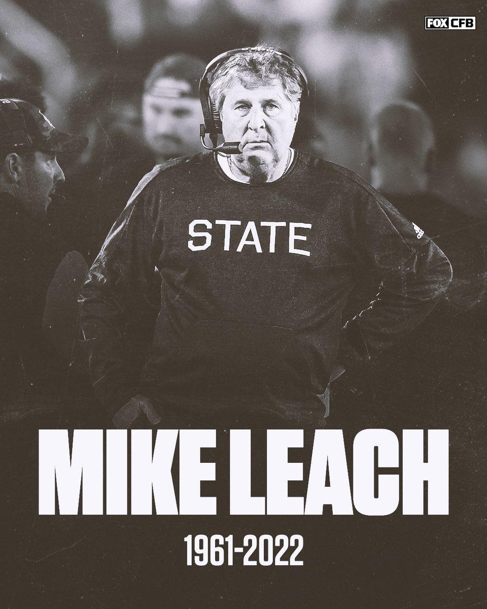 Mississippi State has announced the passing of Head Coach Mike Leach