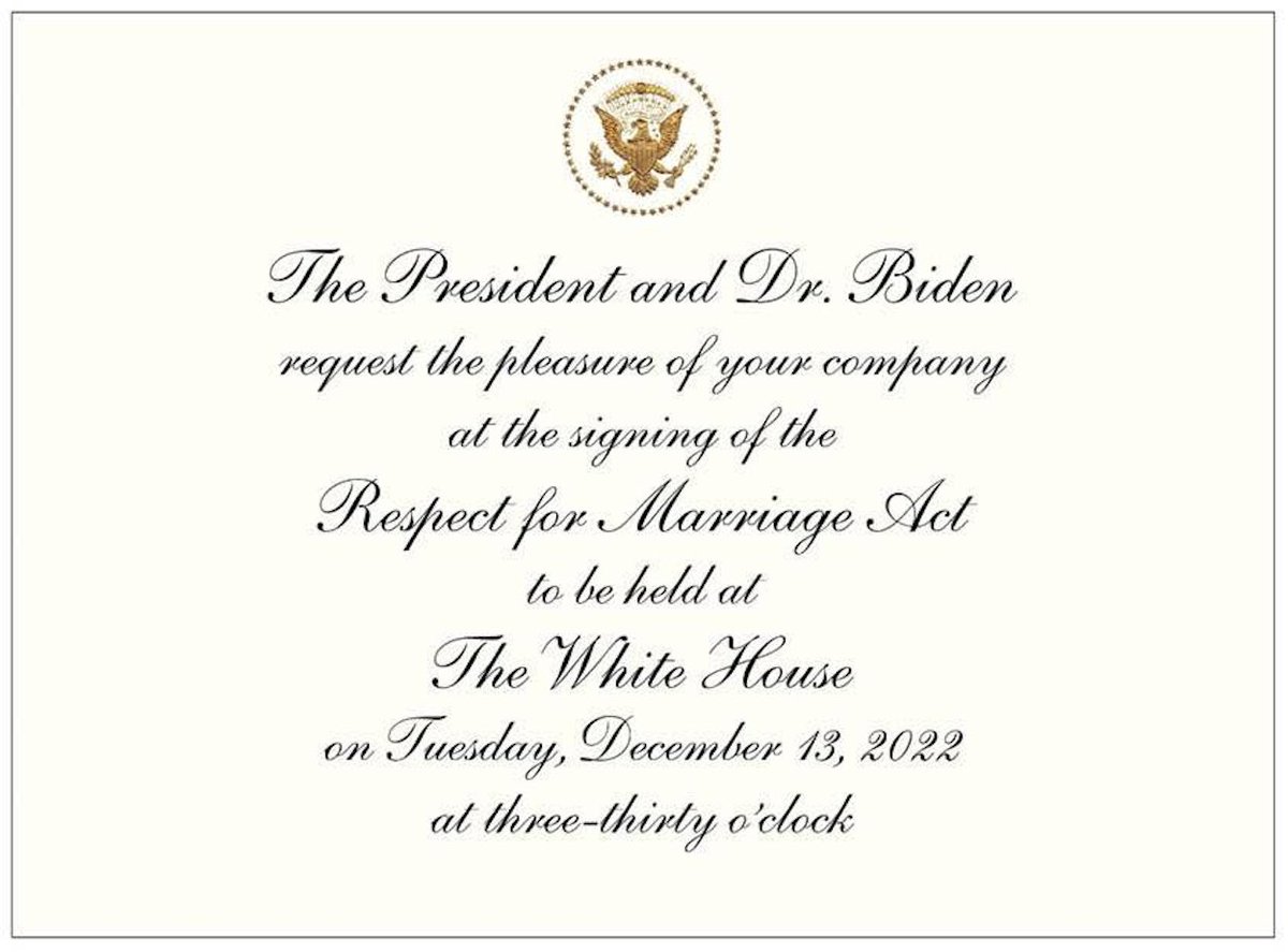 WashBlade's tweet photo. President Joe Biden will be signing the #RespectForMarriageAct into law today! https://t.co/9eev6P3bxV