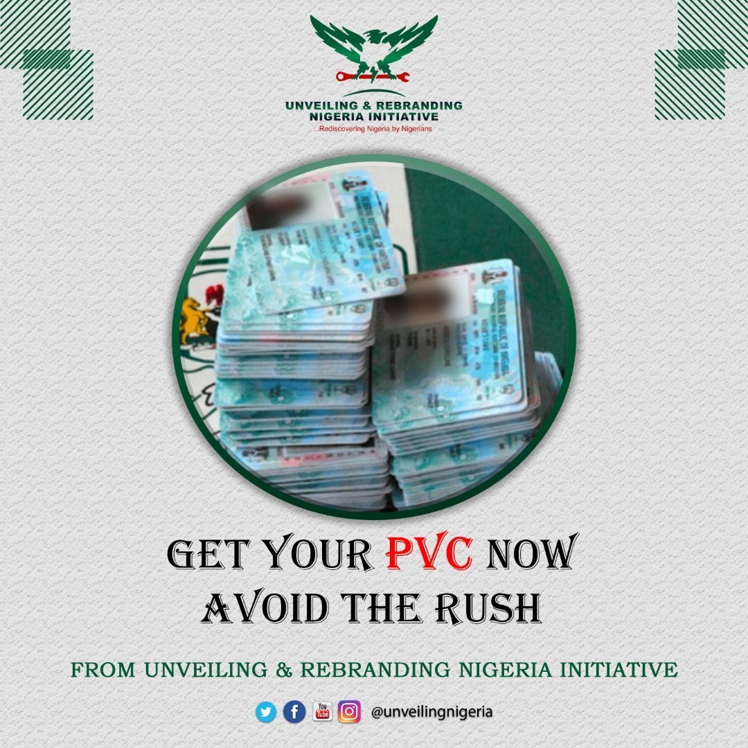 unveilingng's tweet image. You can now visit the INEC center close to the area where you registered and collect your PVC.
PVC collection ends on the 23rd of January, 2023. Collect your PVC now and avoid the rush.
@unveilingng
@inecnigeria
#CollectYourPVC
#AvoidTheRush