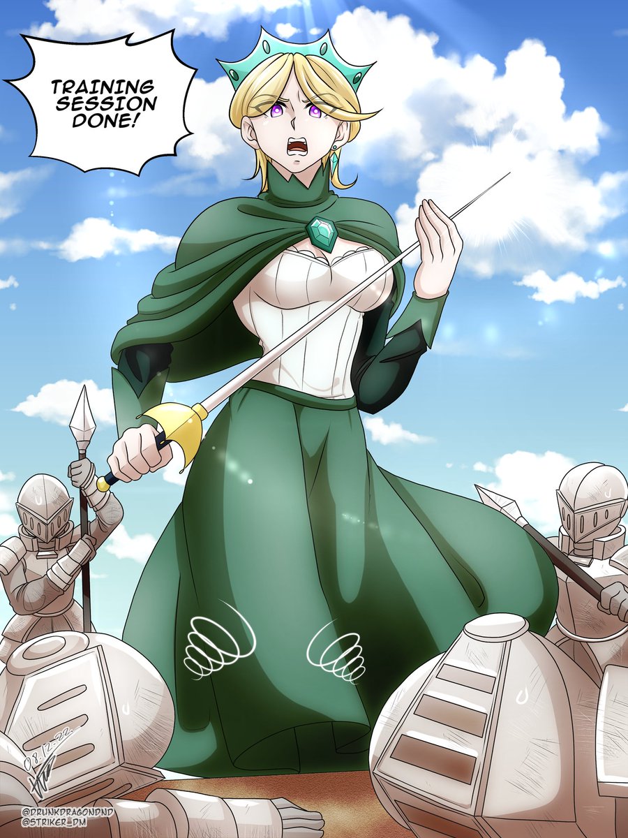 DrunkDragonDnD's tweet photo. Training with the Queen - Drunk Dragon 

The guards have a training section with the queen every day. Training serves them more than the queen herself.

If we receive 30 retweets, we're going to share her NSFW!

#DrunkDragon #DrunkDragonDnD #dungeonsanddragons #dnd #nsfw #nsfwtwt https://t.co/fMH6LQ8MiD
