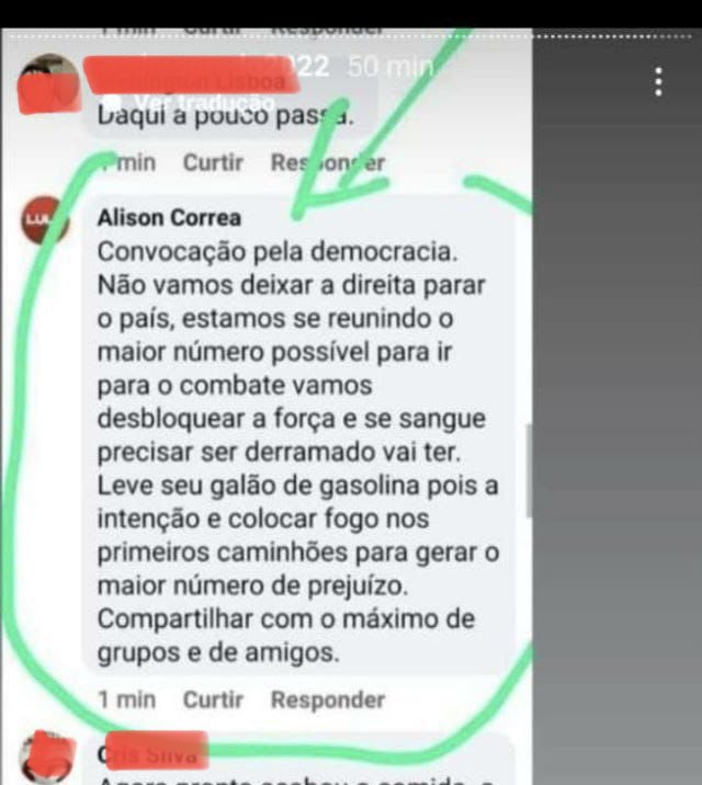 Um print de um esquerdista planejando o ataque de ontem