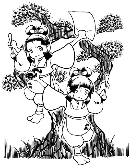 #双子の日 ということなので、
私も「二龍松」イラストをあげておこう。愛知県の妖怪です。 