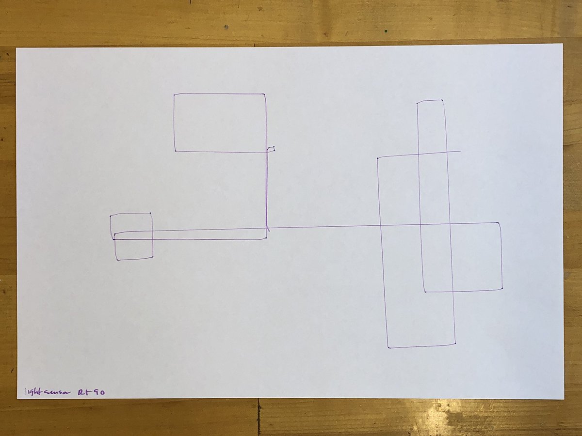 joshburker's tweet photo. Using the LDR sensor on #LogoTurtle to determine when to turn right 90°, covering and uncovering the sensor while the turtle loops forward 10. #art #math #programming #bitsToAtoms #robot https://t.co/XBFTLJ4Ysp