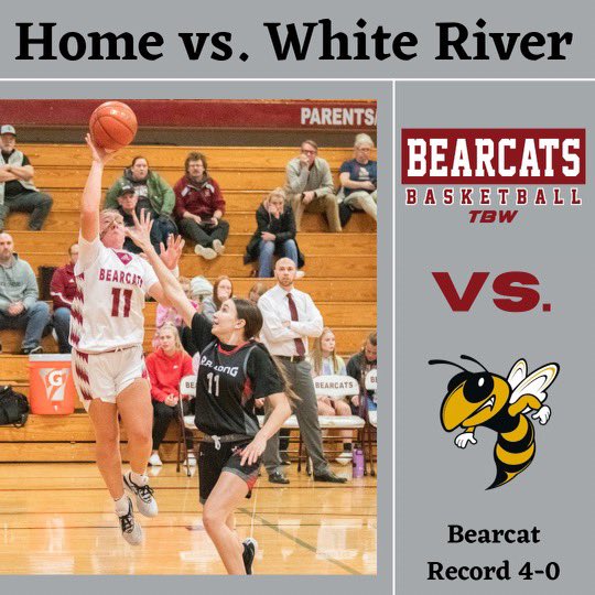 Bearcats host White River in a BIG non-league matchup tonight! Hope to see you there! #TBW