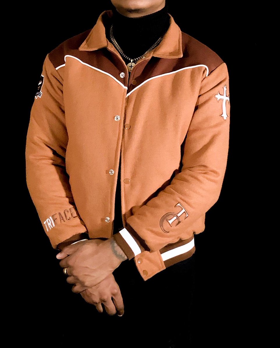1DeboTaylor's tweet photo. The "Ginger Bread🍂" Premium Varsity Jacket By 𝑻𝑹𝑰𝑭𝑨𝑪𝑬™️. An Original &amp; Copyrighted Design By Me. https://t.co/VmtFLZ7nvU