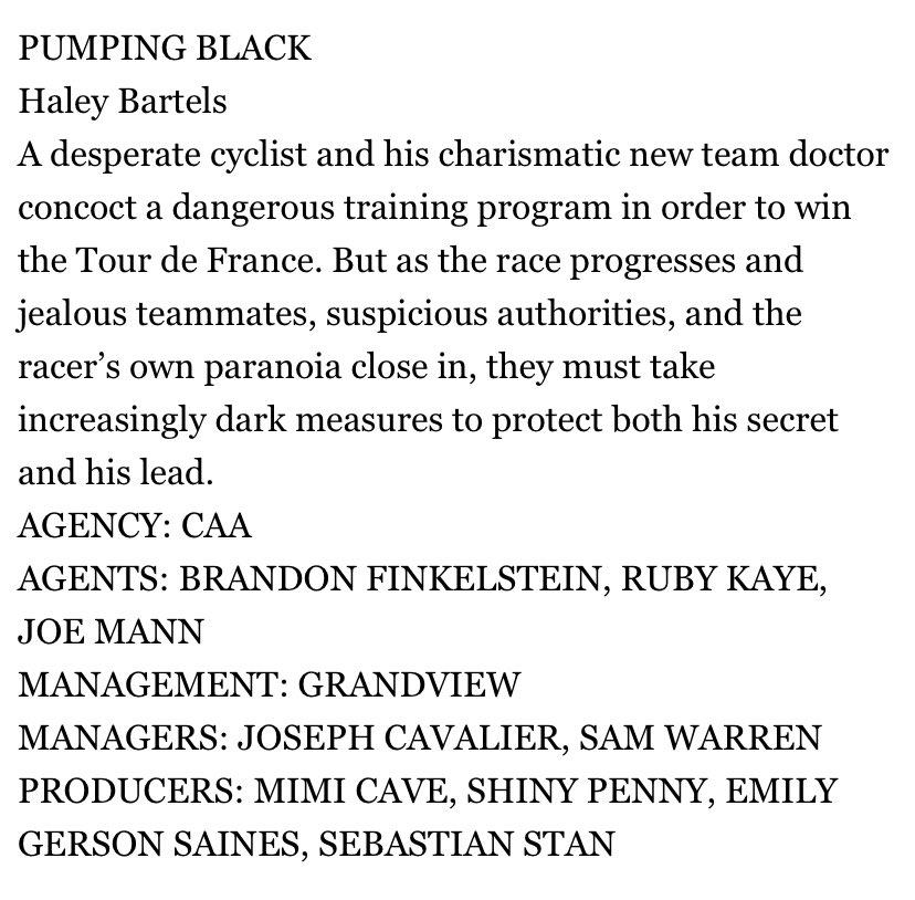 SebStanThai's tweet photo. เซบกำลังจะมีโปรเจคเรื่องใหม่ ‘Pumping Black’ ในฐานะ Producer ร่วมกับ Mimi cave, Shiny Penny, Emily Gerson Saines
#SebStanWork https://t.co/rXioaMEBln