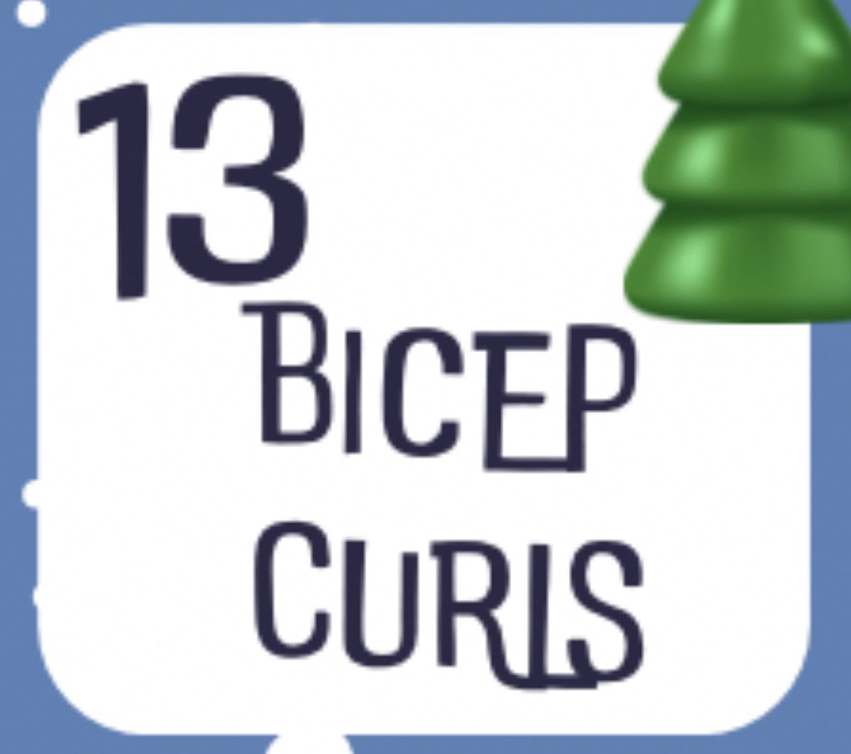 Time to get those weights out! Day 13 = 25 Bicep Curls Don’t have any weights? Don’t let that stop you! Find some cans or jugs around your house that you can use. You can always ramp this up by doing 25 on each arm😁