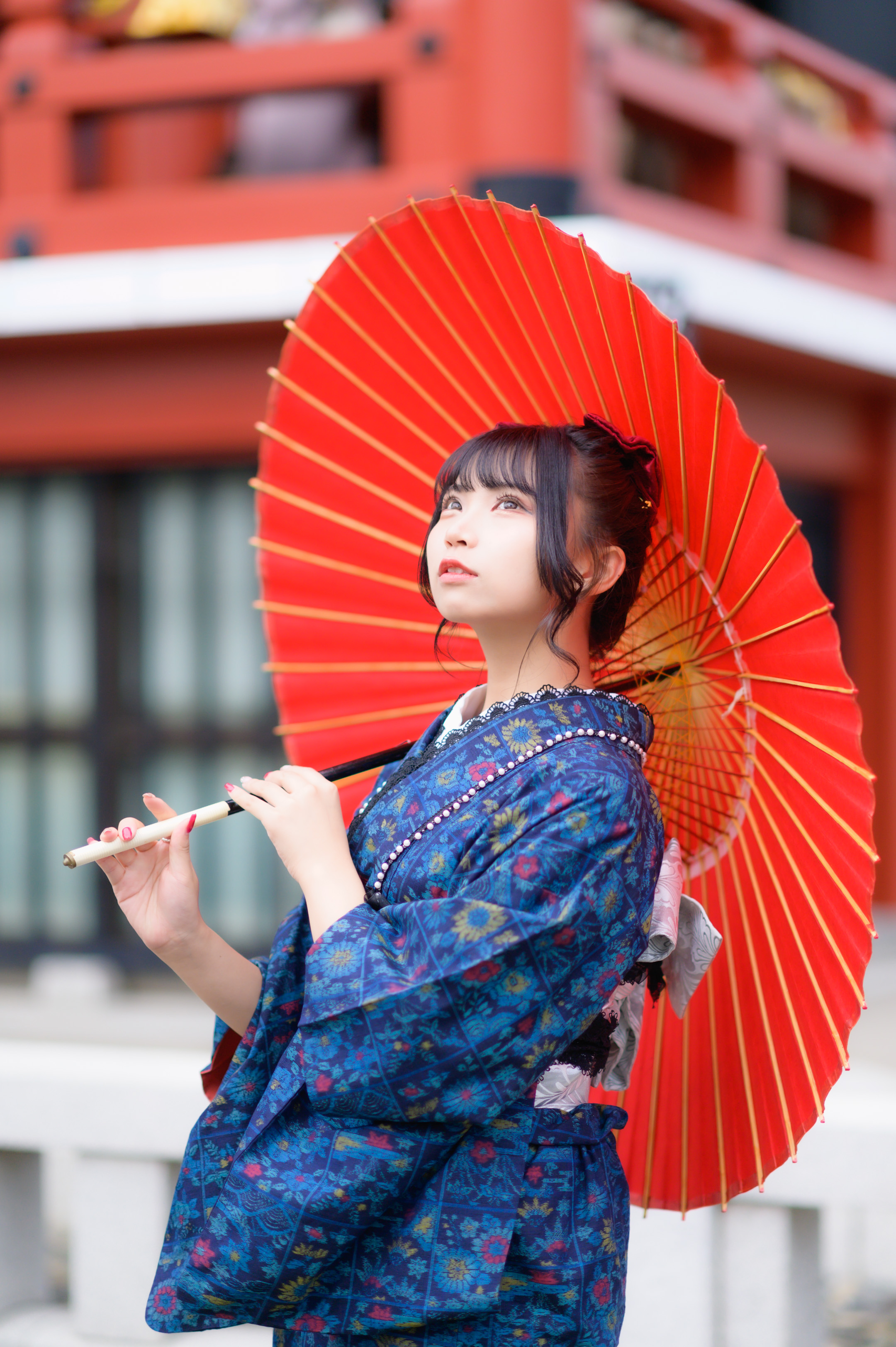 蛇の目傘　羽二重傘　紅　番傘　和傘　傘　粋　着物　舞踊　大衆演劇　和装 和傘 布傘 1尺4寸 蛇の目柄 朱赤 舞傘仕様 継柄 直径約76cm 舞踊