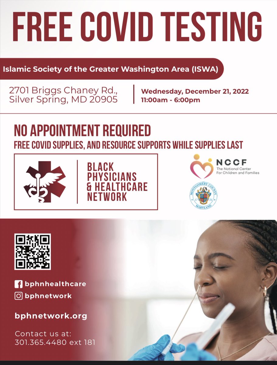 DcNido's tweet photo. FREE COVID TESTING DECEMBER 21st @ISWA https://t.co/36oF7pWh2w
