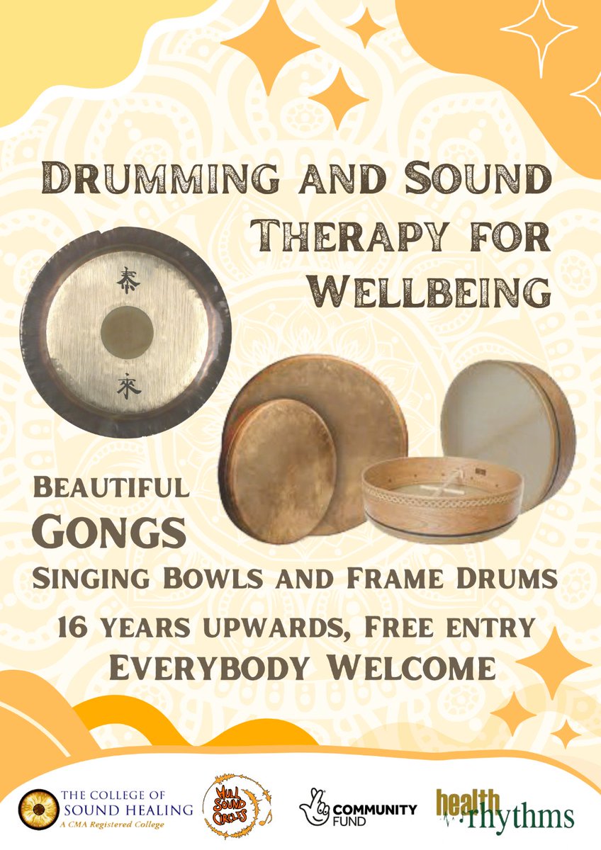 music_inclusive's tweet photo. Drumming and Sound Therapy for Wellbeing
16 yrs upwards - weekly - venues to be confirmed
Delivering a variety of rhythm protocols to bring joy and wellbeing Thank you to @TNLComFund for funding this project @hulllibraries @freedomcentrehull #healthrhythms #wellbeing https://t.co/1RyfPUSKPe