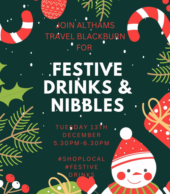 A reminder that you are invited to join Althams Travel Blackburn tonight for mulled wine and nibbles 🎄

⏰5.30 - 6.30pm 
📍New Market Street (side of Marks and Spencers)

Meet the team and see what Althams Travel has to offer for 2023!

#VisitBlackburn #SpendchristmasinBlackburn