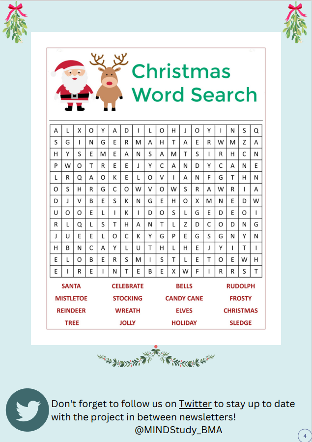 Our MIND Christmas newsletter is now available to read! You'll find exciting updates on the progress of the study and what our team have been up to in the last month 🎄🎅 
#studentmentalhealth #mentalhealthresearch #mentalhealth