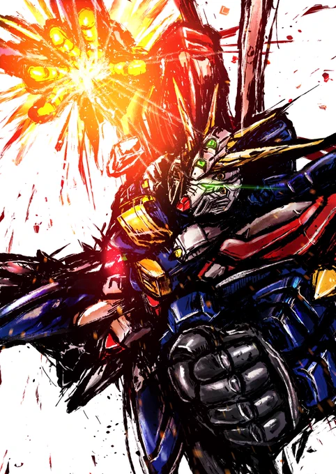 iPadのバッテリー切れで本日これまで。背景、1枚目のがスッキリとガンダムがメインで引き立つ感じするけど、俺の画風だと2枚目で、1枚目のようにガンダムが背景に沈まないようにしたいけど、どーにも上手くいかん!まあ、明日考えてみよ 