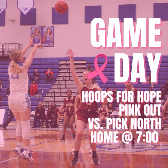 HOOPS FOR HOPE TONIGHT @ 7🏀💕

Come support the girls as they play for a great cause tonight at Home!🐻

WEAR PINK💕👚🌸🎟️🎀
(Buy shirts in the Bears Den today for $10)

BE THERE AND BE LOUD BEARS✔️✔️
