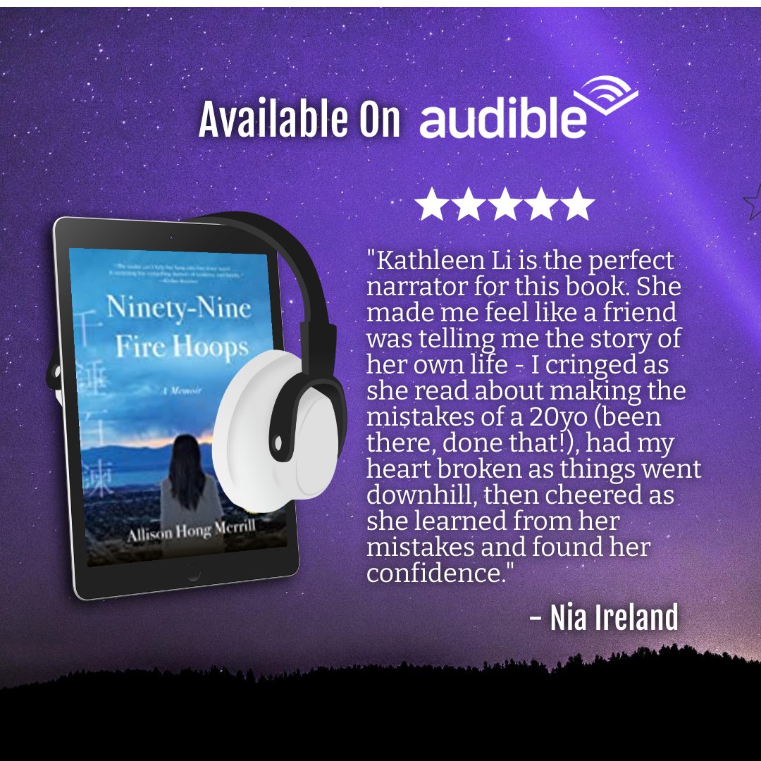KathleenLiReads's tweet photo. I appreciate it so much when my listeners take the time to write a review. This one made my day! Thanks so much, @Most_Sublime! ❤️❤️❤️ #ninetyninefirehoops #audiobook #memoir @Xieshou https://t.co/R3vAdez1ET