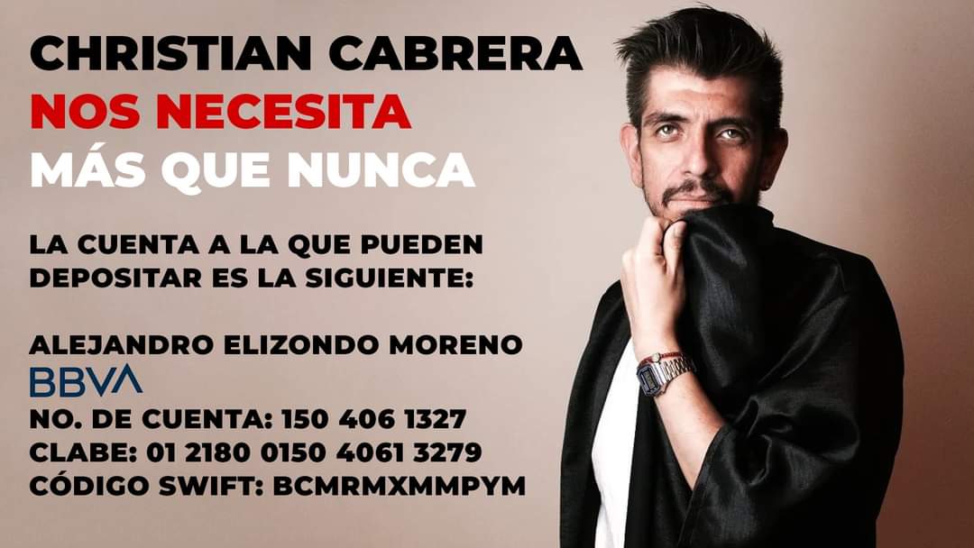 Nuestro amigo comediante Christian Cabrera necesita de nuestro apoyo para solventar este momento de salud tan difícil que está pasando. ¡Se agradece el apoyo de toda la comunidad!