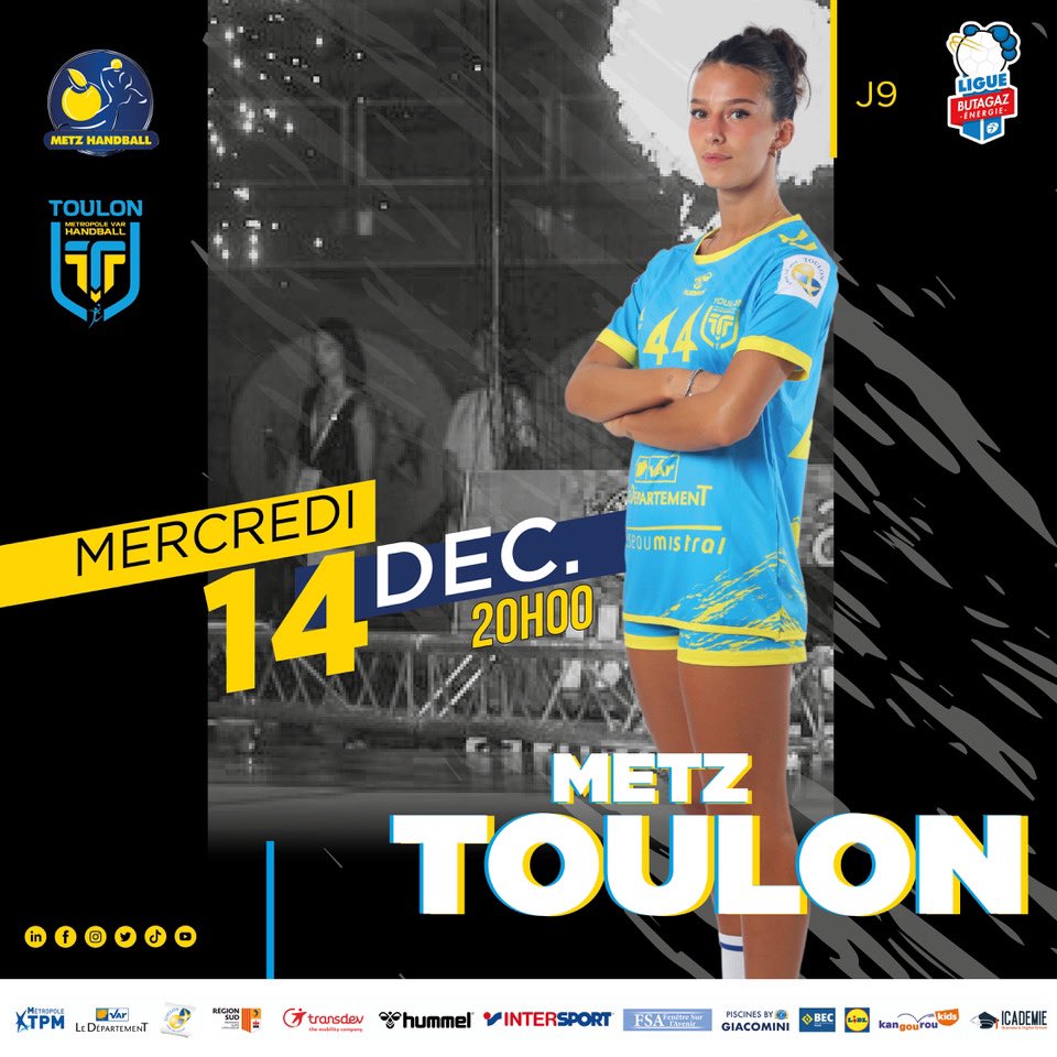 Toulon Métropole Var Handball (@tmv_handball) on Twitter photo 🔵🟡| J-1 avant Metz x Toulon
⚡️ 9ème Journée Saison 22/23
🤾🏻♀️ D1 <a href="/LFH_Officiel/">LFH_Officiel</a>
👊 <a href="/MetzHandball/">Metz Handball</a> 🆚 TMV
🚨 Coup d’envoi à 20h
✍️ 2M Design Communication
#handball #match #exterieur #ensemble #supporters 🔵🟡| J-1 avant Metz x Toulon
⚡️ 9ème Journée Saison 22/23
🤾🏻♀️ D1 <a href="/LFH_Officiel/">LFH_Officiel</a>
👊 <a href="/MetzHandball/">Metz Handball</a> 🆚 TMV
🚨 Coup d’envoi à 20h
✍️ 2M Design Communication
#handball #match #exterieur #ensemble #supporters