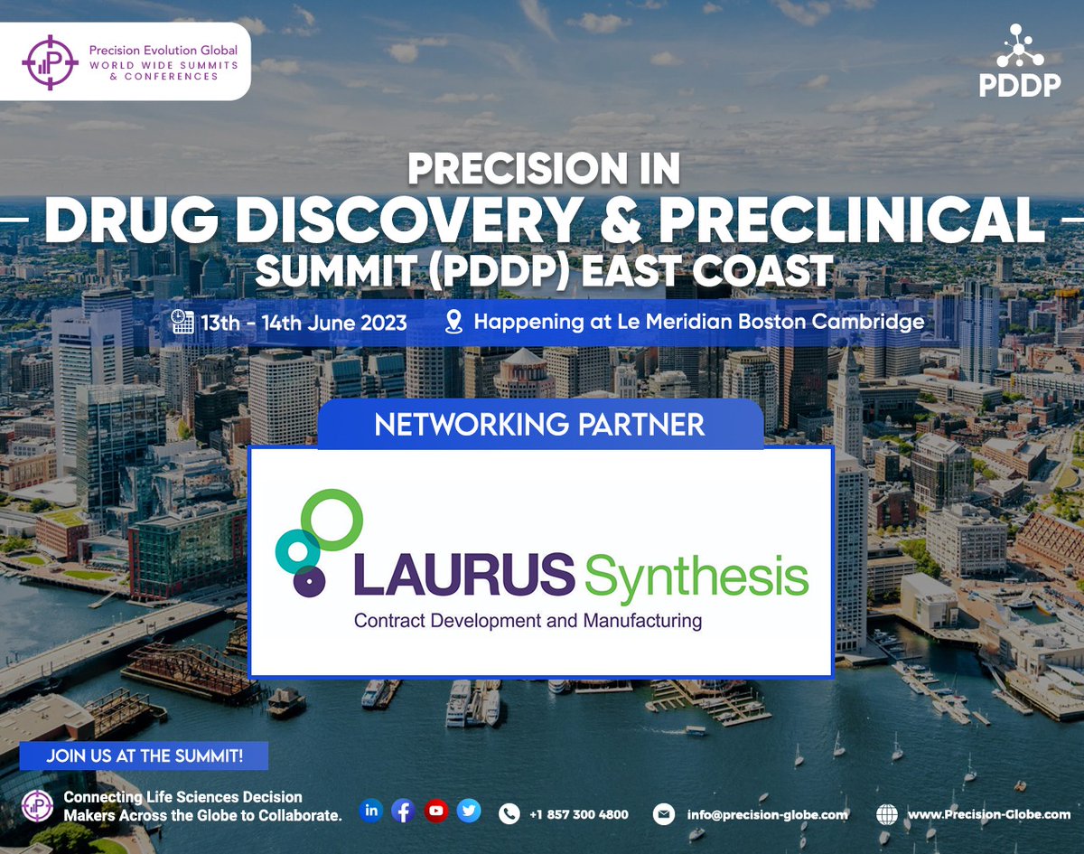 PrecisionEvolu1's tweet photo. We are excited to welcome @LaurusLabs to the #PDDPSUMMIT happening in #boston on June 13th-14th, 2023!
#DrugDiscovery #CMC #PReclinical #LifeSciences #outsourcing #Strategy #inpersonEvents #Meetings #Conference #PDDP #PrecisionEvolutionGlobal #JoinUs https://t.co/Pfy9FJ5Ay1