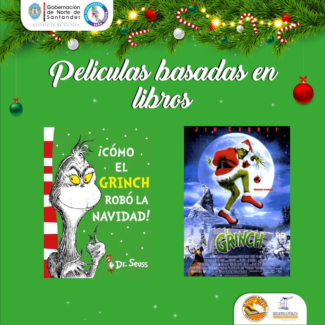 🎄📚Es una novela del escritor y caricaturista estadounidense  Theodor Seuss publicada en 1957.⛄
🎬La novela ha tenido varias adaptaciones en el cine y animación 📽️

#biblioteca #peliculas #elgrinch
#colombia #NorteDeSantander
<a href="/GoberNorte/">Gobernación de Norte de Santander</a> <a href="/RNBPColombia/">Red Nacional de Bibliotecas Públicas de Colombia</a>