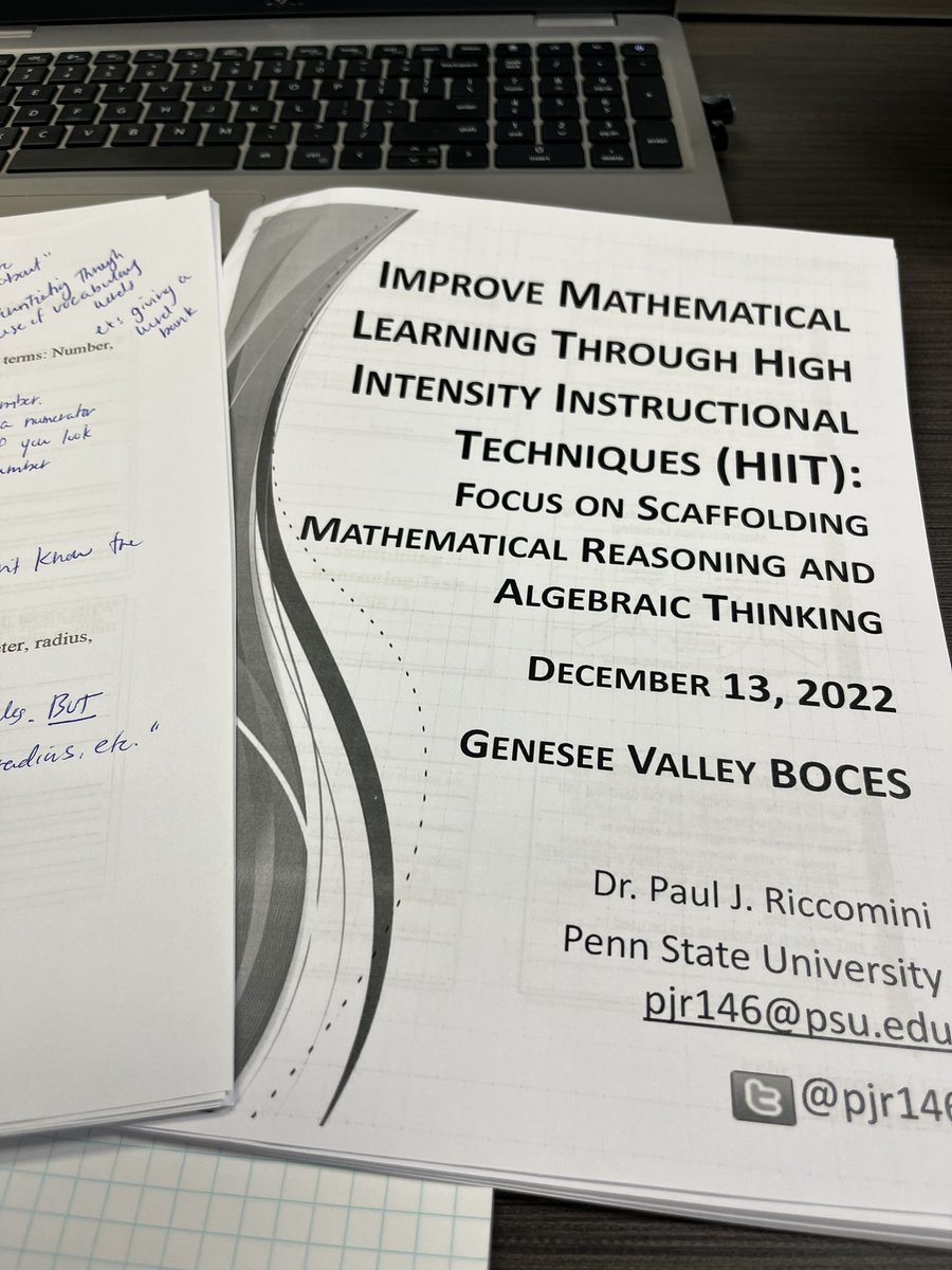 Last day with <a href="/pjr146/">Paul J. Riccomini</a> “start on the bunny hill before hitting the double diamond.” Scaffolding for reasoning and explaining is necessary if the expectation is to reason and explain.#gvbocessit