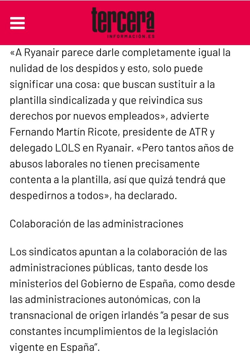 Sin la connivencia entre las Administraciones Autonómicas, Gobierno y la esclavista #RyanairMustChange estas vulneraciones laborales no serían posibles
#ReadmisiónDespedidos