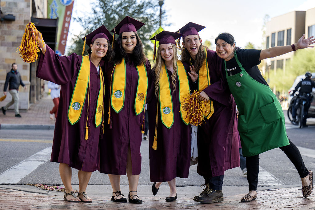 Yesterday, @starbucks celebrated 850+ partners graduating through our Starbucks College Achievement Program (SCAP) at <a href="/ASU/">Arizona State University</a>! This program, which started in 2014, has impacted the lives of nearly 10K graduates – and counting – since its inception! news.asu.edu/20221212-baris…