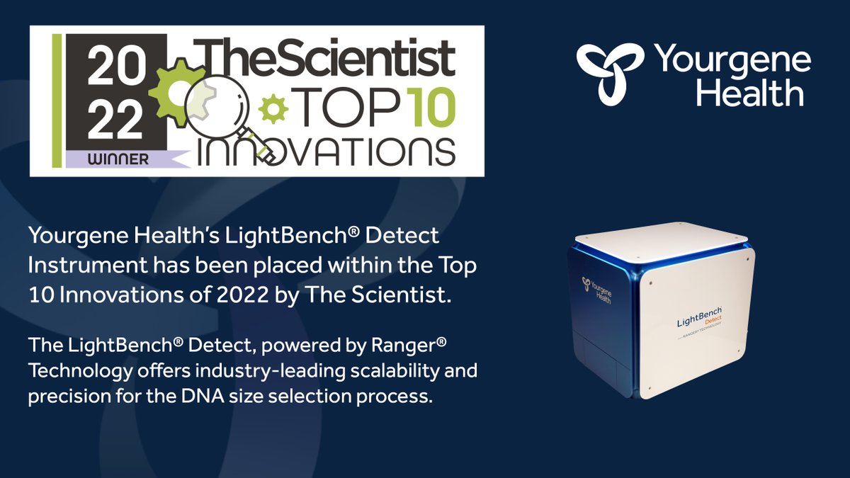 We are thrilled that the LightBench® Detect has been awarded 8th place in @TheScientistLLC magazine's Top 10 Innovations for 2022 ow.ly/gHcK50M28wF #RangerTechnology #LightBenchDetect #SizeSelection #NGS #Innovation