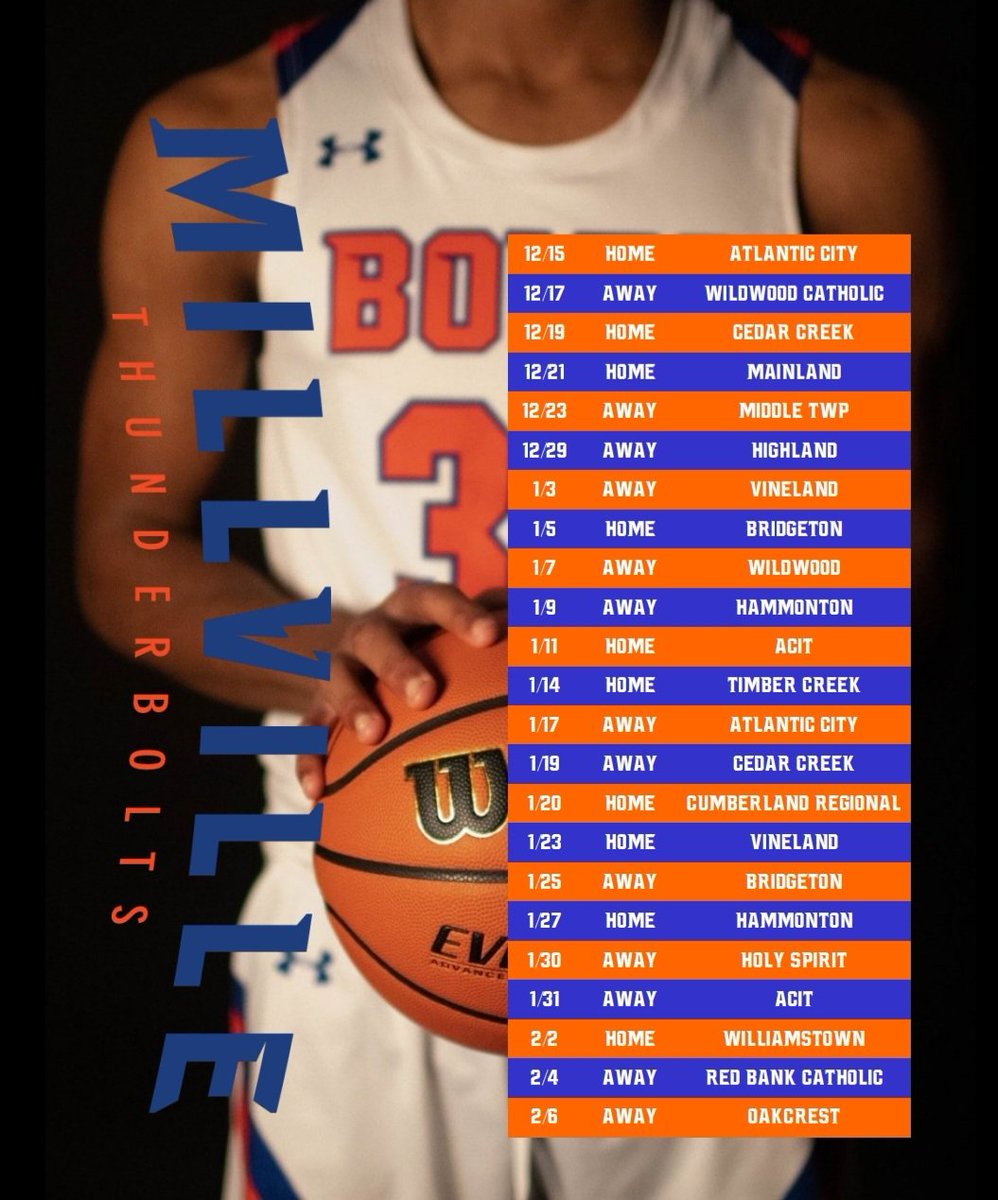 tbolthoops's tweet photo. ⚡️🏀 2022-2023 Millville Thunderbolts Boys Basketball Schedule @TBoltAthletics @coachmlatorre https://t.co/5ej3CtDNzP
