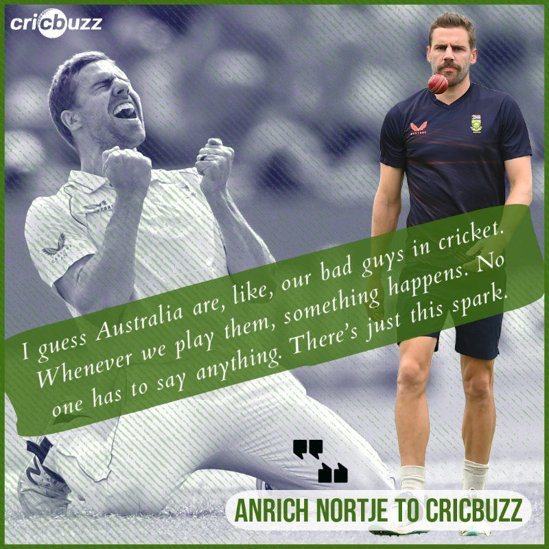 cricbuzz's tweet photo. In a chat with @danielgallan, Anrich Nortje explains how an improved action gives him confidence that he can get even quicker as he gears up for "a great rivalry".
#AUSvSA #DialogueRoom