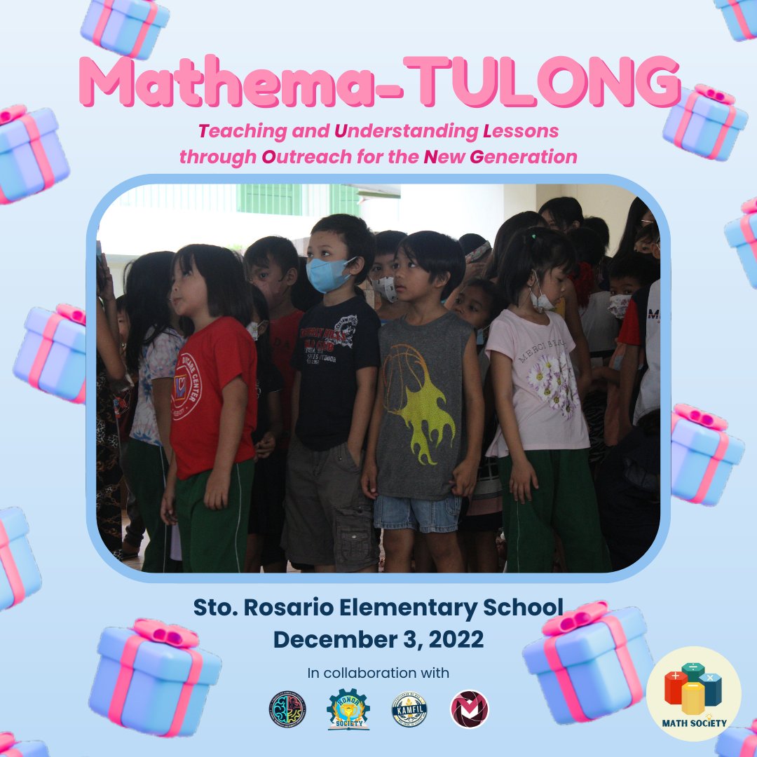 acsci_mathsoc's tweet photo. honored the holiday season 🎊through gift-giving at Santo Rosario Elementary School last December 03, 2022 https://t.co/GfceKWRriX