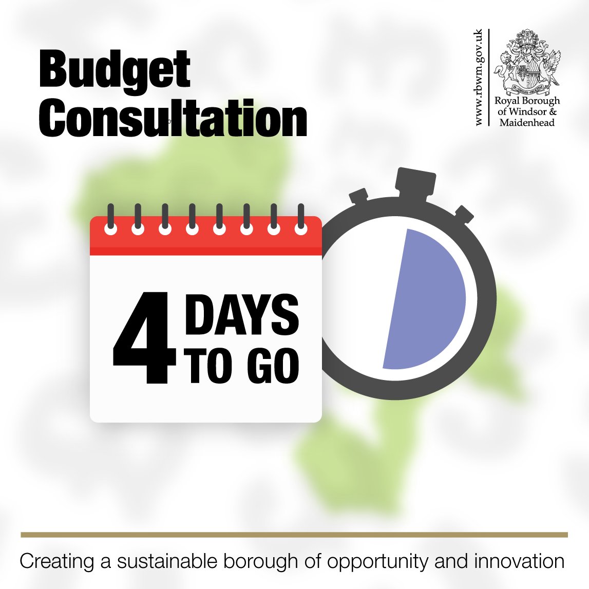 RBWM's tweet image. ⏰ Only four days to go until our budget consultation for 2023/24 closes. If you’d like to share your views on our proposals, visit bit.ly/3EtzOqL

Your feedback will be considered when the Full Council debates the budget proposals in February #RBWMbudget