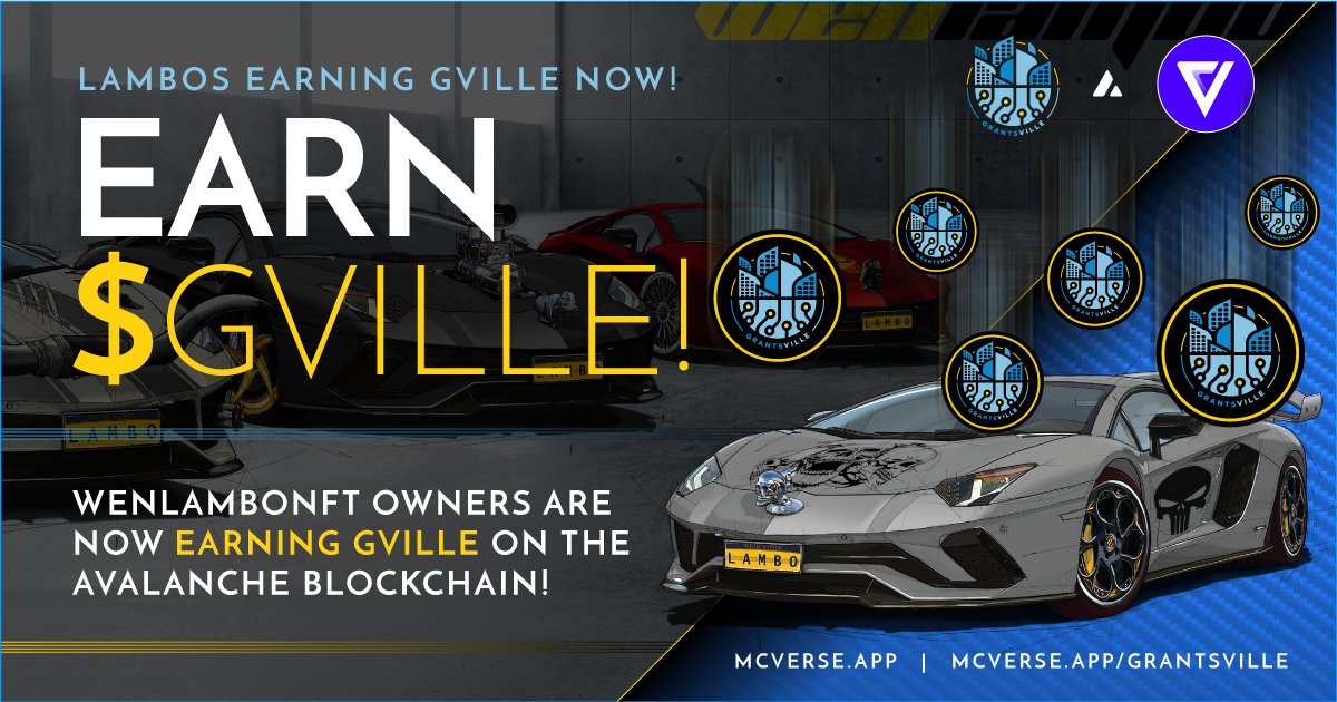Super Cars of <a href="/grantsville_mcv/">Grantsville</a> are earning live on @avalancheavax. Your $GVILLE /day depends on what you add to your NFT. Want more than 1/day, gotta upgrade your team. The better they are, the more your NFT earns. 
dexscreener.com/avalanche/0x81…
#nft #gaming #avax #earn