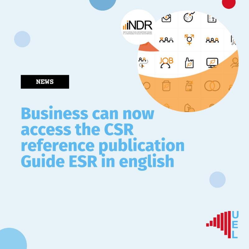 uel_lu's tweet photo. ♻️🇬🇧 #INDR has just announced the publication of its Guide ESR in English version! 

This new edition proposes a set of actions that responds to #society's problems and offers #businesses sustainable solutions. ⤵️