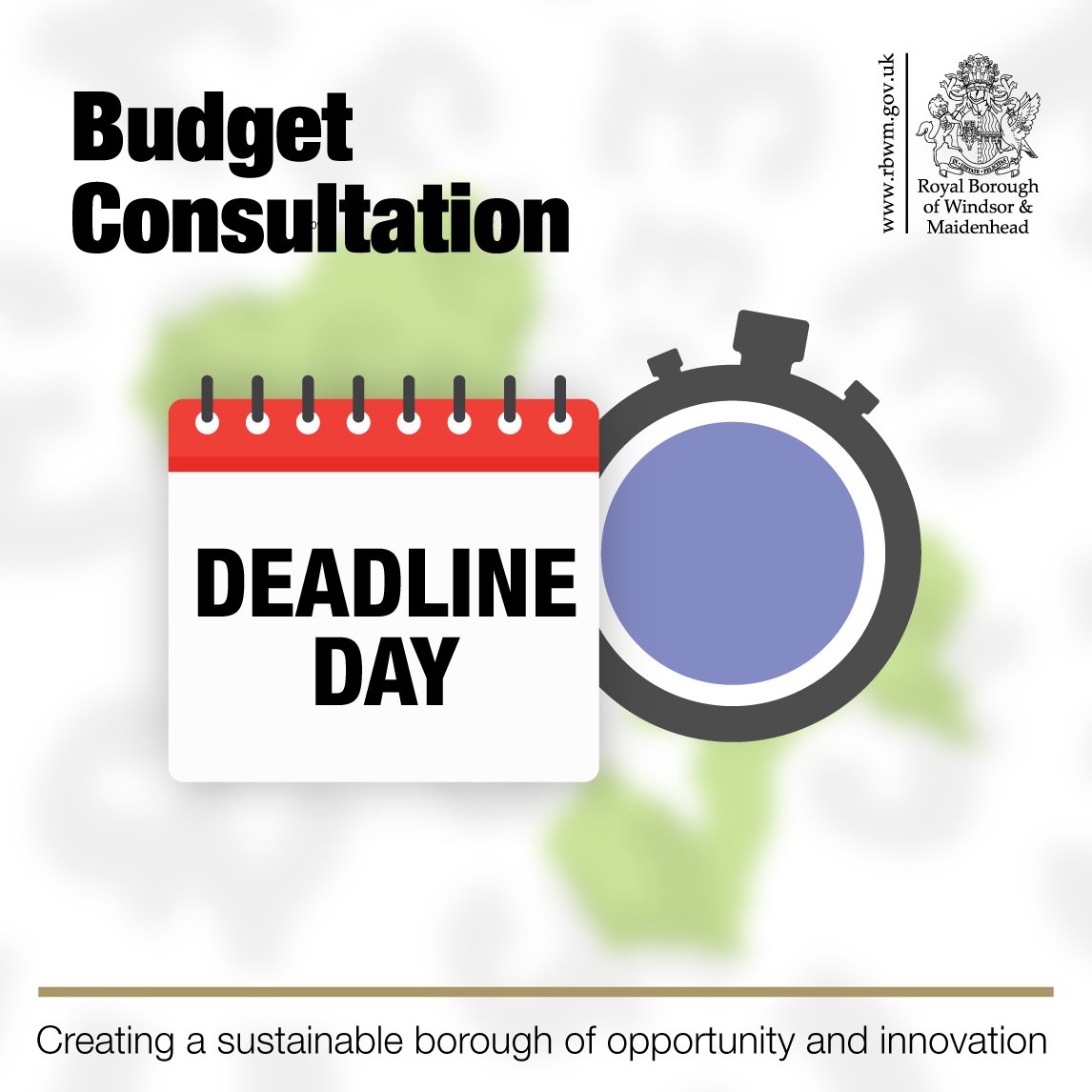 RBWM's tweet image. ⏰ Our budget consultation for 2023/24 closes today. If you’d like to share your views on our proposals, visit bit.ly/3EtzOqL

Your feedback will be considered when the Full Council debates the budget proposals in February #RBWMbudget