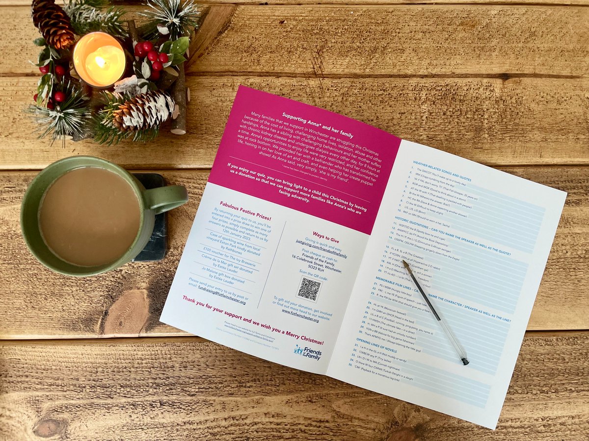 FotFWinchester's tweet photo. Have you started our Festive Family Quiz? With 4 AMAZING prizes to be won, keep it on your kitchen table over the Christmas period and revisit it time and time again with friends and family! #christmas #quiz
Visit our Quiz Page here: https://t.co/NImpd1cwJS 🎄🎅 https://t.co/B68VCix9Ef