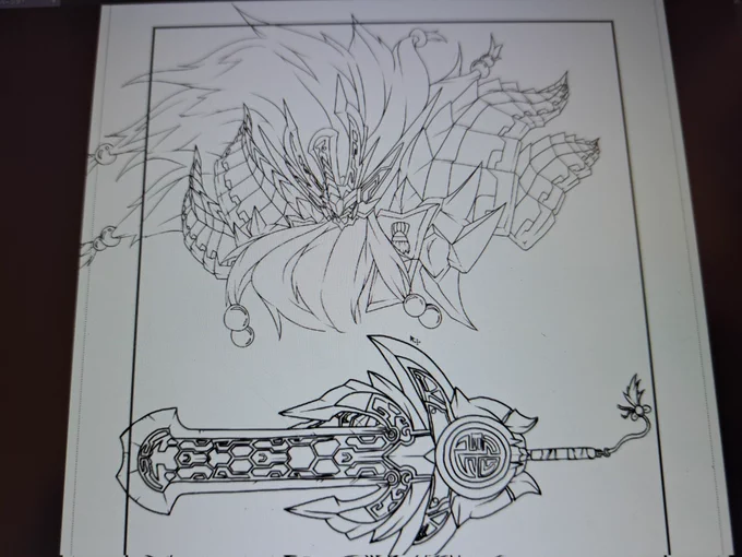 剣は前回描いたものを参考にする。
細かい部分は描く度に変わっちゃうクセがあるもんで…😖 