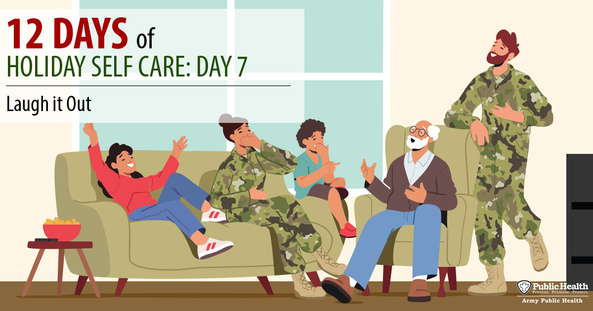 DYK laughing has health benefits? Laughing can help reduce stress, relax muscles, and improve immune function. Laughing with others can strengthen relationships and promote personal bonding, too!
phc.amedd.army.mil/topics/healthy… 
#12DaysOfHolidaySelfCare