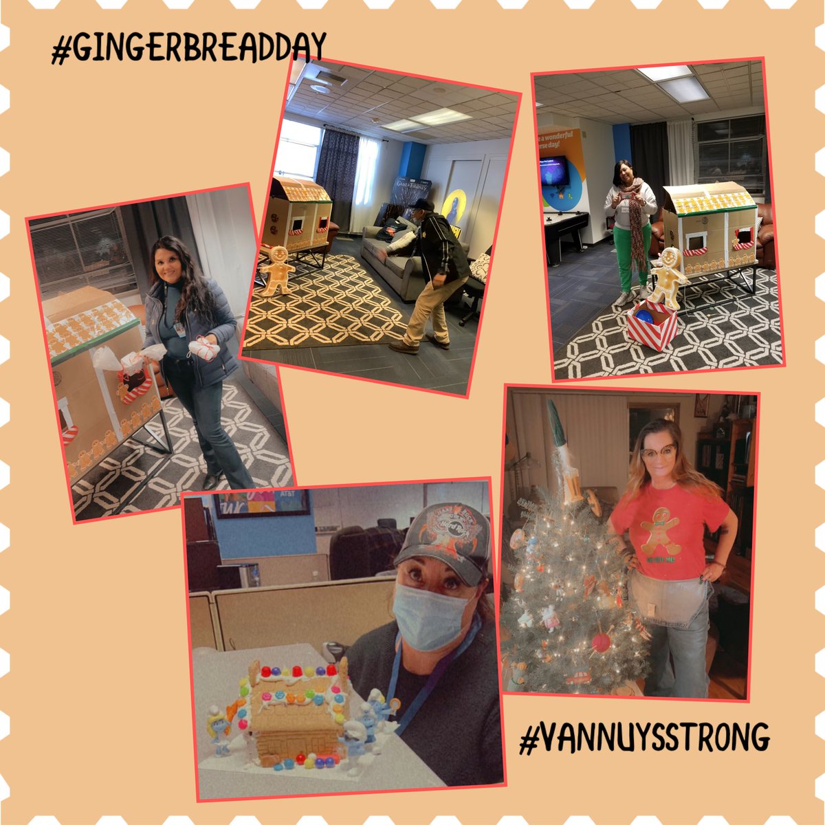 Vannuysstronger's tweet photo. It’s beginning to feel a lot  like Christmas 🎄🎁🎄more pictures of yesterdays fun &amp; games #gwr #callcenterfun #growthwithrespect #GingerbreadHouseDay #wehadfun&amp;noonegothurt @Pak_Org_ @GarciaBeProud  @ATT https://t.co/JNZkX3Tr6o